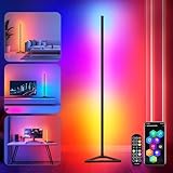 HANDSONIC LED Stehlampe,RGBIC Stehlampe Wohnzimmer Dimmbar,140cm Abnehmbar Schwarz,Standleuchte Led mit App,16 Millionen Farben Standleuchte,300 Szenenmodi,Musikmodus & Timing-Funktion Deko