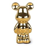 greafy Bär-Statue aus Keramik – Hochglänzende Oberfläche in edlem Gold, 18 cm hoch, dekorative Skulptur mit metallischem Glanz für Wohnzimmer, Bücherregale und Sideboards