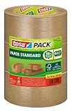 tesa Papier Standard - Umweltschonendes Paketband aus Papier, 56% biobasiertes Material - Effizient und recyclingfreundlich - Braun - 3x 50 m x 50 mm