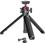 UURig MT-16 Stativ ausziehbar 4 Stufen Verstellung Abschnitte Stretch Mini-Stativ 360° Metall-Kugelkopf mit Kaltschuh-Stativ für Kamera/Handyhalterung, Schwarz