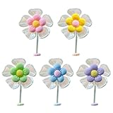 Youery 5 Stück Blume Auto Innenraum Deko, blumen Auto Armaturenbrett Dekorationen Harz Wackelfigur Kopf Niedliche Auto Zubehör Innenraum Deko für Auto Autospiegel Schreibtisch Büro Wohnzimmer