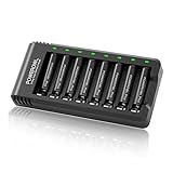 POWEROWL 8 Fach Akku Ladegerät mit Goldtop Akku Pro Batterien Pack Serie (Akkuladegerät+Pro 8 AAA)
