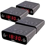 auvisio FM-Radiowecker: UKW-Radiowecker mit 2 Weckzeiten und LED-Anzeige, Schlummer, 4er-Set (LED Wecker Digital, Wecker Digitale Große)