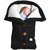 Winterfußsack Babyschlafsack Übergangsfußsack Fußsack Babydecke Babyschlafsack Footmuff Weich Warmes Plüsch Draussen Schlafsack Fußsack Geeignet für alle Kinderwagen (Schwarz)