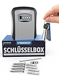 Schlüsselbox mit Zahlencode – Wetterfester Schlüsseltresor für Außen – Key Safe mit Metall-Front für Wandmontage – Ideal für Airbnb, Ferienhaus, Garage, Pflege & Handwerker
