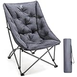 EVER ADVANCED Luxus Campingstuhl Faltbar 6CM Gepolstert, Klappstuhl 150KG Belastbar Kleines Packmaß, Extra Hohe Rückenlehne, Tragbarer Faltstuhl für Camping, Garten, Balkon, Picknick, Indoor