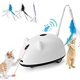 Interaktives Katzenspielzeug, Katzenspielzeug Selbstbeschäftigung mit Federn, Elektrisch Intelligenzspielzeug, Rotierende Spielzeugmäuse für Katzen, USB Aufladbar(3 austauschbare Endstücke)