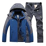 Zweiteiliger Skianzug für Herren, wasserdichter Skianzug für Herren, wasserdicht, winddicht, Outdoor-Snowboard-Set, lässig, Softshell-Jacke und Hose, Set mit Taschen, Winter, Berg, Schneeanzug zum