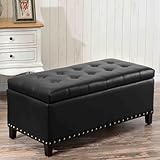 DJHFHCS Ottomane Hocker Hocker Home Storage Bank Pu-Leder Schlafzimmer Wohnzimmer Dekor Kleidung Spielzeug Schuhaufbewahrung Eckfußhocker (Schwarz, 60 * 40 * 43 cm) Enterprise