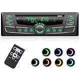 RDS Autoradio Bluetooth,Wistrue FM/AM/7 Farben Autoradio mit Bluetooth Freisprecheinrichtung, 1Din Auto Radio mit USB/AUX/SD/MP3 Player Kompatibel mit iOS und Android(Mehrfarbig)