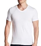 SES 2er Pack Herren Unterhemden mit V-Ausschnitt Weiß L/Basic Tshirt Herren aus 95% Baumwolle & 5% Eleastan/hochwertiges Herren T-Shirt & Business Unterhemd Herren weiß Kurzarm