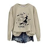 Halloween-Outfits für Mädchen, Damen, mit Kapuze, Workout-Tops für Damen, beige, M
