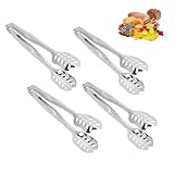 Servierzange Küchenzange 25cm Lange 304 Edelstahl Gebäckzange Zuckerzange Lebensmittel Kochzange Salatzange Grillzange für Hochzeit Party Bar Büfett Grill Picknick (4 Pcs Silber Blätter)