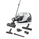 Bosch Staubsauger beutellos Serie 6 BGC41XALL, Bodenstaubsauger, geeignet für Allergiker, Hygiene-Filter, Hartbodendüse, XXL-Polsterdüse, hohe Saugleistung, leise, 700 W, weiß