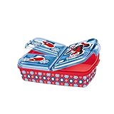 p:os 35484 - Spiderman Brotdose für Kinder mit 3 Fächern, Lunchbox aus Kunststoff mit Clip-Verschlüssen, Vesperdose für Kindergarten, Schule und Freizeit