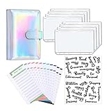 CXBDDF A6 Ordner, Budgetplaner, Notizbuchhüllen, Ordner, A6, 6 Löcher, Ordner, Reißverschluss, Geldsparumschlag (Argento)