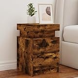 Homgoday Nachttische mit LED-Leuchten 2 STK. Nachttisch Beistelltisch Sofatisch Nachtkommode Nachtschrank für Schlafzimmer Bett Räuchereiche 35x39x55 cm