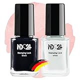 Stamping Nagellack Lack Set Black & White - Hochpigmentiert - Made in Germany - (2 x 12ml)