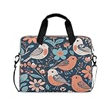 Laptoptasche mit Frühlingsblumen, niedlicher Vogel, für Damen und Herren, Computertasche, Laptop-Hülle, Aktentasche für 14/15,6/16 Zoll Notebook, Laptop, Schultertasche für Büro, Schule, Arbeit,