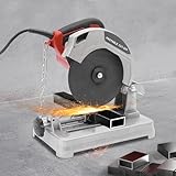 DSYOGX Kappsäge, 1200W Metalltrennschneider Trennjäger Schneidemaschine, 0-45° Schneidewinkel, 0-50mm Schnittdicke, 185mm Sägeblatt-Durchmesser, Schneiden von Holz, Stahl, Wänden (Rot)