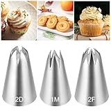 3 Stück Nahtlose Spritztüllen,Ymapinc Spritztüllen Set Profi Edelstahl Spritzbeutel Tüllen Set Spritztüllen Tüllen für Spritzbeutel Kompatibel mit Spritzbeutel Spritztüllen Tüllen für Backen Kuchen