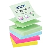 ZCZN Z-Notes Haftnotizen Sticky Selbstklebende Haftnotizzettel Klebezettel 4 Blöcke x 100 Blatt, 76 x 76 mm in 4 Farben (Hellgrün, Hellblau, Magenta, Gelb)