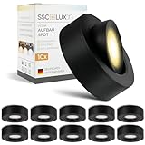 SSC-LUXon 10er Set VIONA LED Aufbaustrahler flach schwarz schwenkbar - Aufbauspot warmweiß, neutralweiß, tageslichtweiß