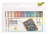 folia 371209 - Kreidestifte Set Basic, 12 Kreidemarker sortiert in 12 verschiedenen Farben, zum Malen auf Tafel, Glas, Papier und anderen glatten Oberflächen