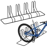 Pvnoocy Fahrrad-Bodenständer, Fahrradständer für Garage, Fahrradboden-Parkständer für Mountainbike, MTB, Rennrad, wetterbeständig, passend für Räder bis zu 6,3 cm (4 Etagen Fahrradträger – Schwarz)