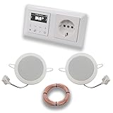 JUNG Smart Radio Unterputzradio DABAWW DAB+ Komplettset JUNG AS 500 System alpinweiß, Komplettset mit 2 x Deckenlautsprecher Einbaulautsprecher + 20 Meter Lautsprecherkabel 2x0,75 mm2 + Steckdose