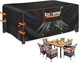 Enzeno Gartenmöbel Abdeckung Wasserdicht, Winterfest Abdeckplane Gartenmöbel Rechteckig,420D Oxford Schutzhülle Gartentisch, Abdeckung Gartenmöbel Tisch für Gartentisch Sitzgruppe (schwarz150X90X74cm）