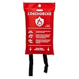 FLEXEO Löschdecke DIN EN 1869:2019-1x1 m groß - Feuerlöschdecke für die Küche - Brandschutzdecke für einen Fettbrand - Fire Blanket, Feuerdecke, Branddecke, Feuerschutzdecke