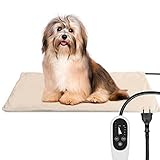 NICREW Haustier Heizkissen für Katze Hund 40x70cm, Temperatur& Timing Einstellbar Elektrisches Heizkissen mit Anti-Bite-Schlauchwickel Kabel,