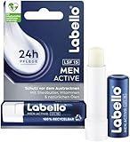 Labello Men Active Lippenpflegestift mit LSF 15, hochwirksame Lippenpflege für Männer mit Sheabutter, Vitaminen und natürlichen Ölen, Lippenbalsam für 24h Feuchtigkeit (4,8 g)