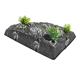 VILLCASE Schildkrötenplattform Aquarium mit Realistischer Felslandschaft Kletterrampe und Versteck Schwimmende Sonnenbadinsel für Wasserschildkröten Robustes Terrarien dekor für Zuhause