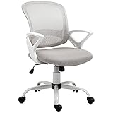 Vinsetto Bürostuhl Neigbarer Schreibtischstuhl Höhenverstellbarer Drehsitz 360° drehbarer Sitz und Lendenwirbelstütze Atmungsaktives Netz 61x61x89-99 cm Grau