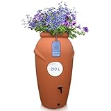 YourCasa Regentonne 210 Liter [Amphore Design] Regenfass Frostsicher aus Kunststoff - Regenwassertonne mit Wasserhahn - Regenwassertank Garten Regenwassersammler Wasserfass Wassertonne (Terracotta)