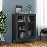 DYRJDJWIDHW Lagerschrank Anthrazit 80x35x101.5 cm Stahl Sideboard Storage Cabinet with Adjustable Shelves and Steel Construction for Living Room Bedroom Office