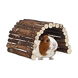Relaxdays 3X Nagerbrücke Holz im Set, Tunnel für Kleintierkäfig, Hamster, Meerschweinchen, flexibel biegen, HBT 2x29x17cm, Natur