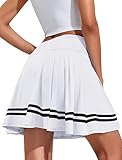 Damen Plissiert Tennisrock mit Hose Athletic Golfrock Activewear Rock mit Hose Drunter Sportrock Outfits Workout Laufen Miniröcke