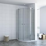 AQUABATOS Duschkabine Viertelkreis Runddusche mit Pendeltüren Duschtüren an Festteilen Duschabtrennung Halbrund für Duschwanne Radius 55 cm Sicherheitsglas 6 mm Nano Beschichtung Eckregale Duschablage