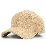 Baseballkappe aus Lammwolle, warm, Winter, Teddy-Fleece, Hip-Hop-Kappe für Männer und Frauen, Outdoor-Reisen, Khaki, Medium