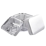 Miamex 25 Einwegschalen aus Aluminium mit Deckel für den Transport von Lebensmitteln – Einfrieren – Grill – Backen im Backofen (450 ml)