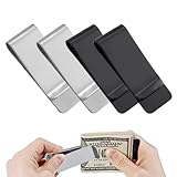 WeddHuis 4 Stück Geldklammer Edelstahl Schlanke Multifunktional Geldscheinklammer Kreditkartenklemme Notizclip für Männer und Frauen (Schwarz und Silber)