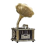 Music Box Phonograph Turntable Kabelloser Lautsprecher， mit Aux-in， UKW-Radio， USB-Anschluss für Flash-Laufwerk， G (Plattenspieler) Gift of Heart