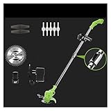 Heckenschere, 12V/24V Akku-Elektro-Rasentrimmer mit 2 x Akku, 800 W Lithium-Elektro-Rasenmäher, Unkraut, Weeder, Gartenbeschneidungswerkzeuge(12v green Type A)