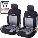 Upgrade4cars Auto-Sitzbezüge Vordersitze Grau Schwarz | Auto-Sitzbezug Set Universal | Auto-Schonbezüge für Fahrersitz & Beifahrer