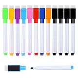 Yolistar 12 Stück Whiteboard Stifte,Magnetische Whiteboard Stifte,3 in 1 Board Marker mit Radierer,whiteboard marker,folienstift abwischbar und Dry Wipe Markers,für Büro,Schule,Zuhause usw