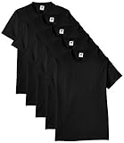 Fruit of the Loom Herren Regular Fit T-Shirt Heavy Cotton Tee Shirt 5 pack, Schwarz (Black), M