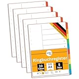 perfect line Ordner-Register DIN-A4, 10-teilig, 5er Set, Karton, Made in Germany, Blauer Engel zertifizert
